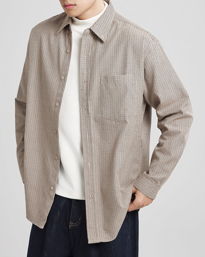 Men's Carbon Brushed Plaid Flannel Shirt - Warm, Stylish, Casual Long Sleeve