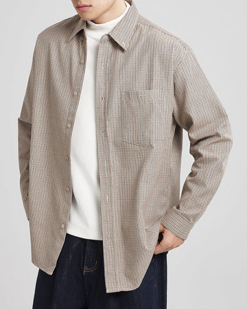 Men's Carbon Brushed Plaid Flannel Shirt - Warm, Stylish, Casual Long Sleeve
