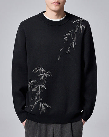 Zen Stitch Mo Maike Men's Embroidered Crewneck Sweater - Autumn Comfort Knit