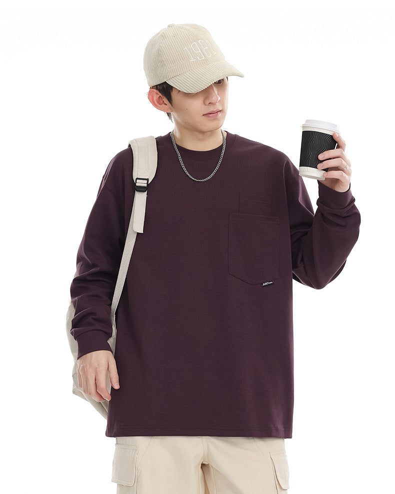 Haven Premium Cotton Double Pocket Tee: Relaxed Fit, Modern Long Sleeve Comfort