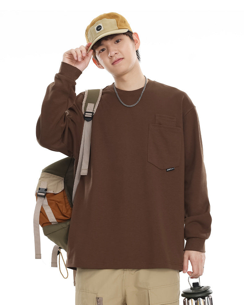 Haven Premium Cotton Double Pocket Tee: Relaxed Fit, Modern Long Sleeve Comfort