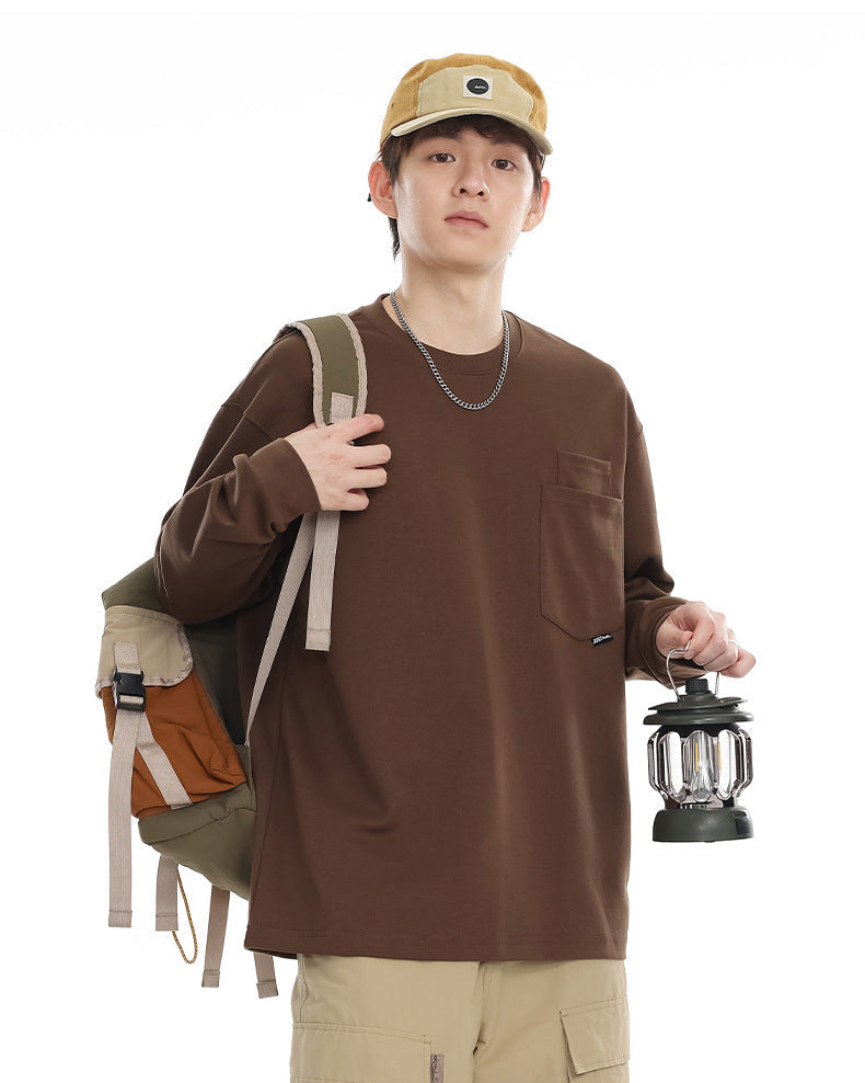 Haven Premium Cotton Double Pocket Tee: Relaxed Fit, Modern Long Sleeve Comfort