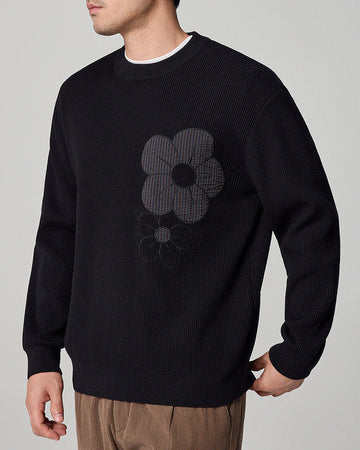 Men's Cozy Autumn Zen Ribbed Crew Neck Sweater - Soft Knit Texture