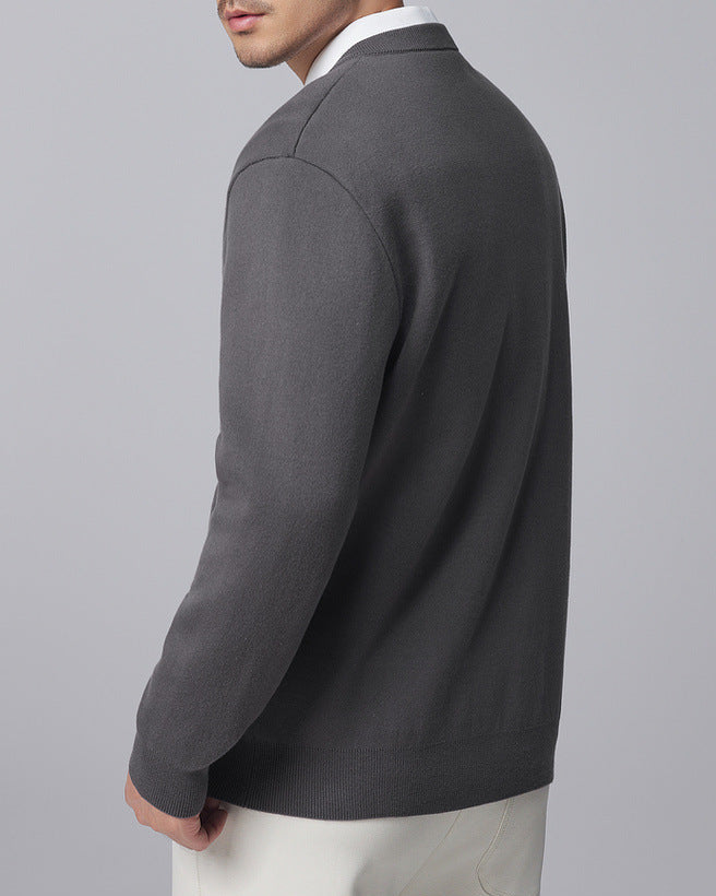 Mo Maike Men's Relaxed Fit V-Neck Solid Sweater – Comfort, Style, Versatile