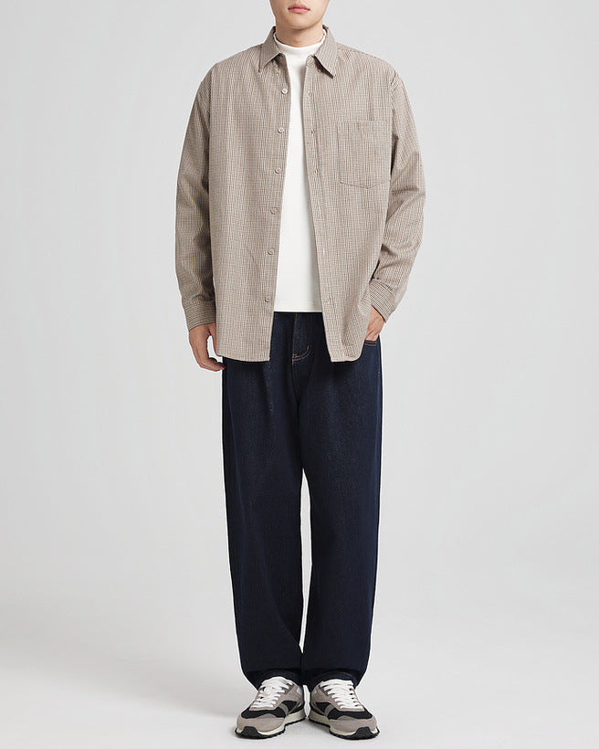 Men's Carbon Brushed Plaid Flannel Shirt - Warm, Stylish, Casual Long Sleeve