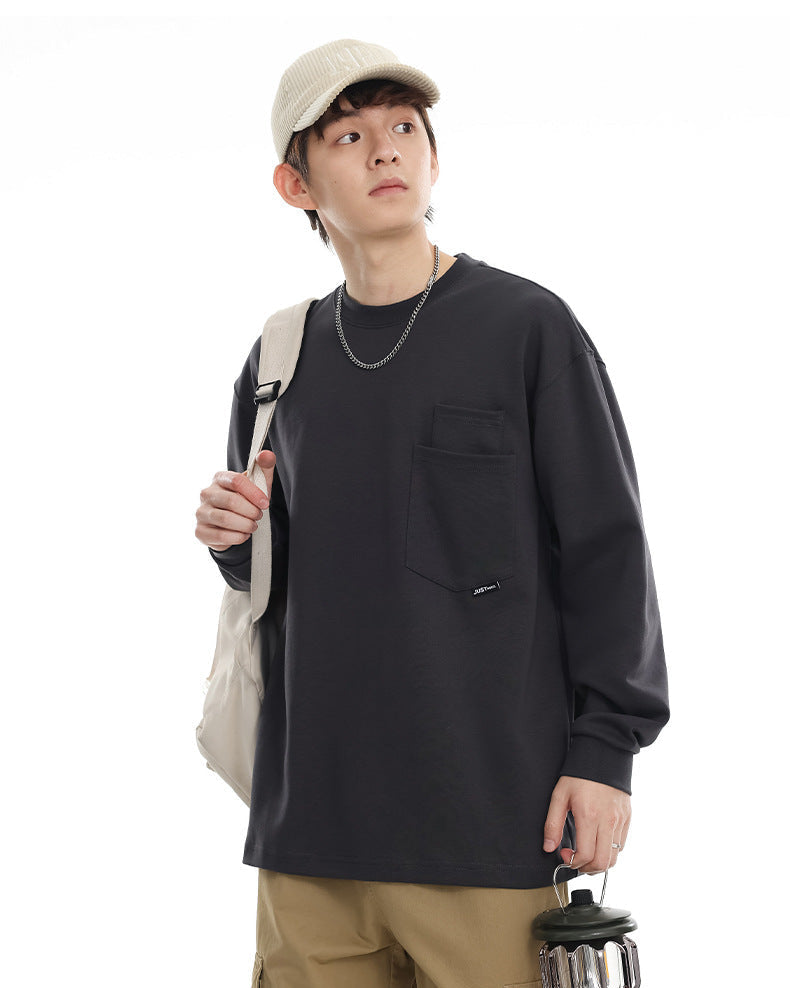 Haven Premium Cotton Double Pocket Tee: Relaxed Fit, Modern Long Sleeve Comfort