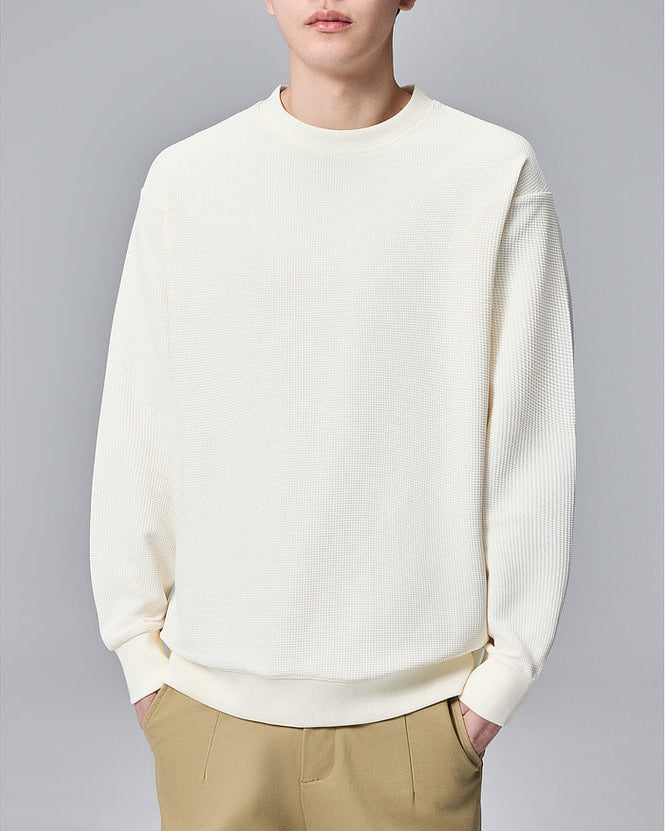 Momeike Urban Waffle Knit Crewneck Sweatshirt for Men