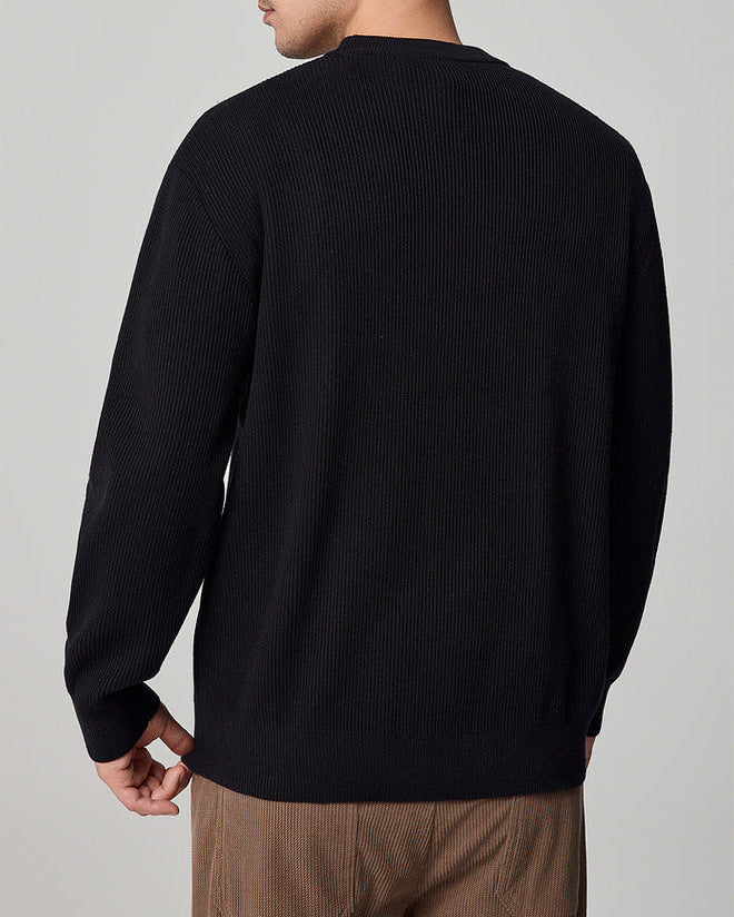 Men's Cozy Autumn Zen Ribbed Crew Neck Sweater - Soft Knit Texture