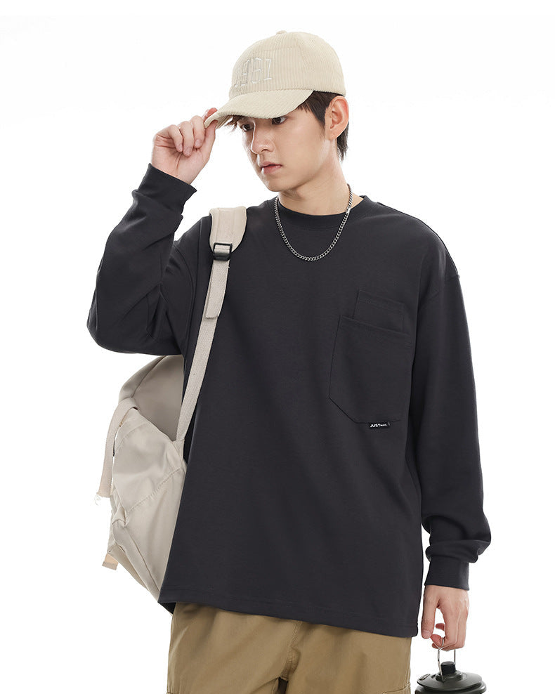 Haven Premium Cotton Double Pocket Tee: Relaxed Fit, Modern Long Sleeve Comfort