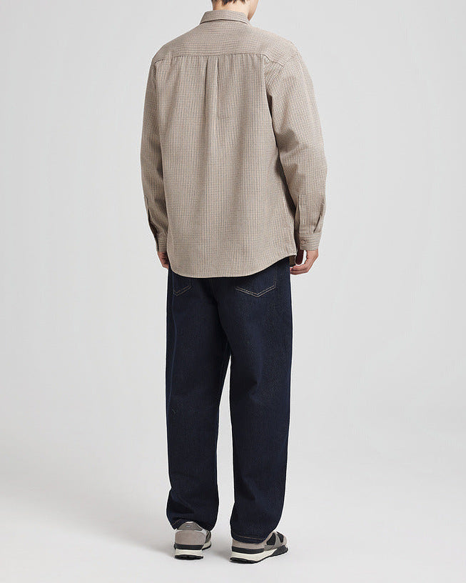 Men's Carbon Brushed Plaid Flannel Shirt - Warm, Stylish, Casual Long Sleeve