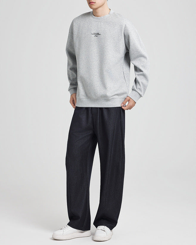 Mo Maike Men's Urban Lettered Crew Neck Sweatshirt – Soft, Stylish, Relaxed Fit