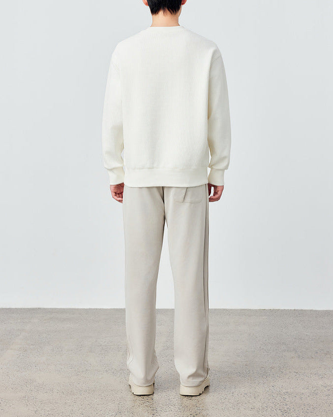 Mimaike Men's Waffle Weave Knit Sweater: Soft, Breathable, Stylish, 320g Comfort