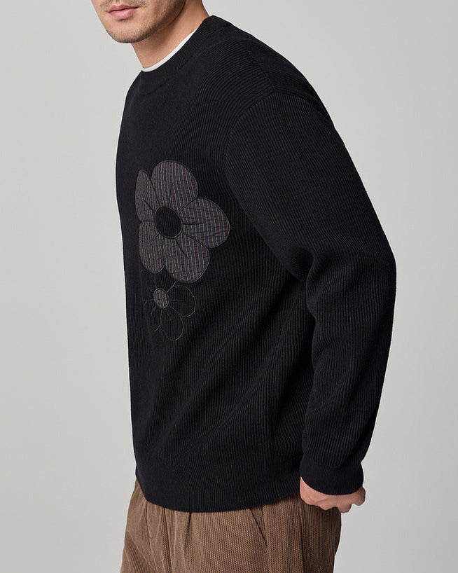 Men's Cozy Autumn Zen Ribbed Crew Neck Sweater - Soft Knit Texture