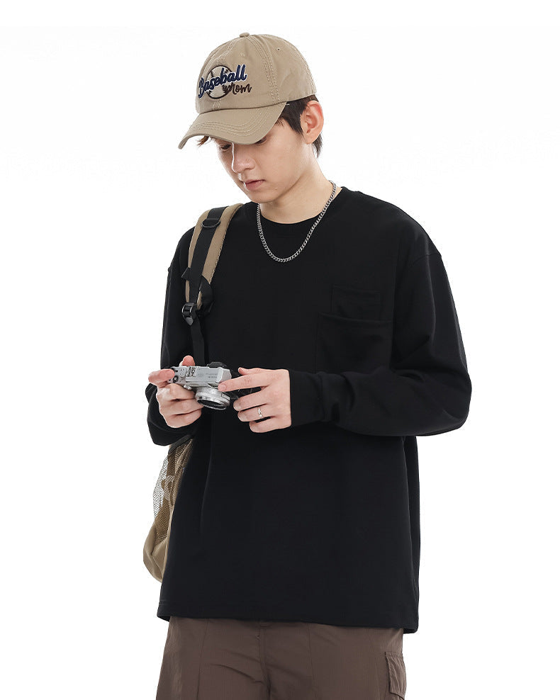 Haven Premium Cotton Double Pocket Tee: Relaxed Fit, Modern Long Sleeve Comfort