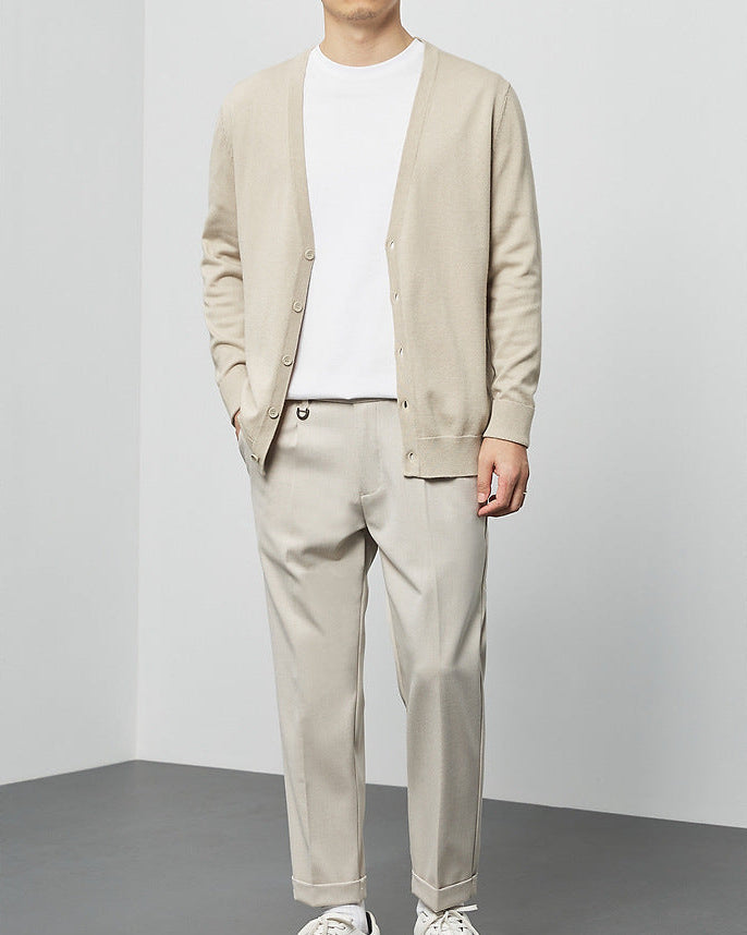 Mimaike Essential V-Neck Knit Cardigan – Soft Breathable Men’s Sweater