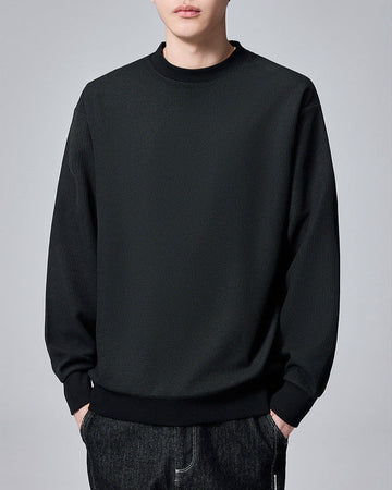 Momeike Urban Waffle Knit Crewneck Sweatshirt for Men