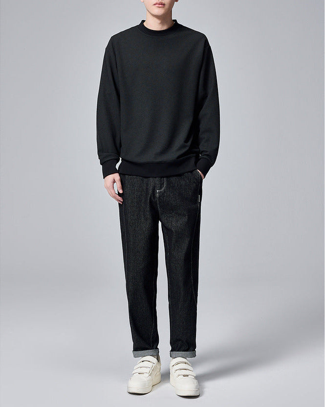 Momeike Urban Waffle Knit Crewneck Sweatshirt for Men