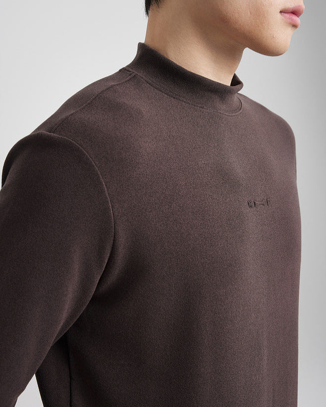 Soft Textured Fleece Semi-Turtleneck Base Layer Shirt for Cozy Winter