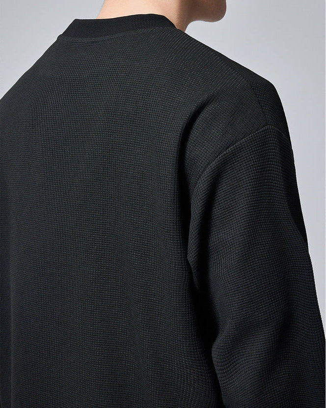 Momeike Urban Waffle Knit Crewneck Sweatshirt for Men
