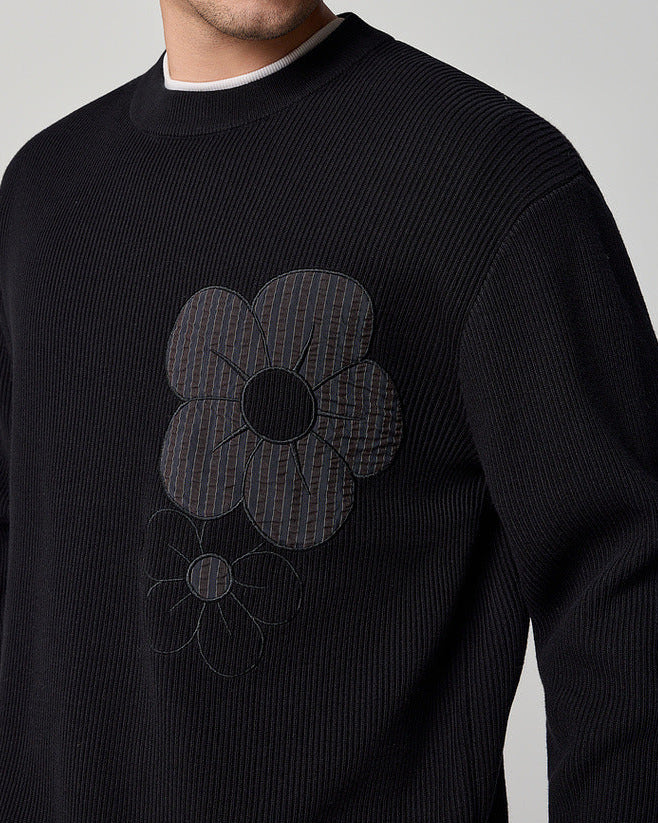 Men's Cozy Autumn Zen Ribbed Crew Neck Sweater - Soft Knit Texture