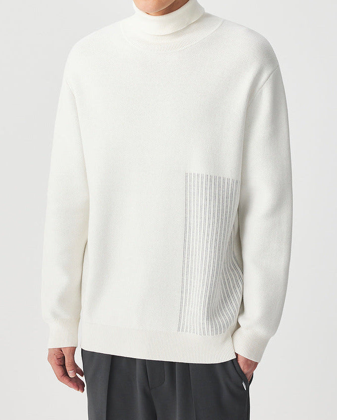 Momeike Classic Jacquard Turtleneck Sweater: Cozy Knit, Elegant Pattern, Warm Autumn Winter Essential