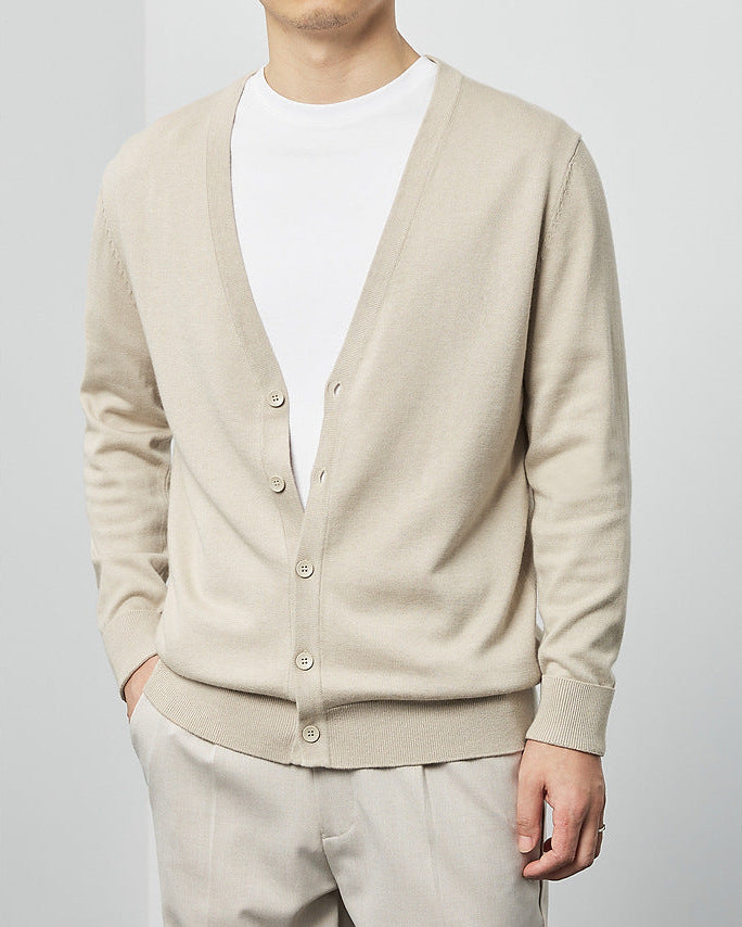 Mimaike Essential V-Neck Knit Cardigan – Soft Breathable Men’s Sweater