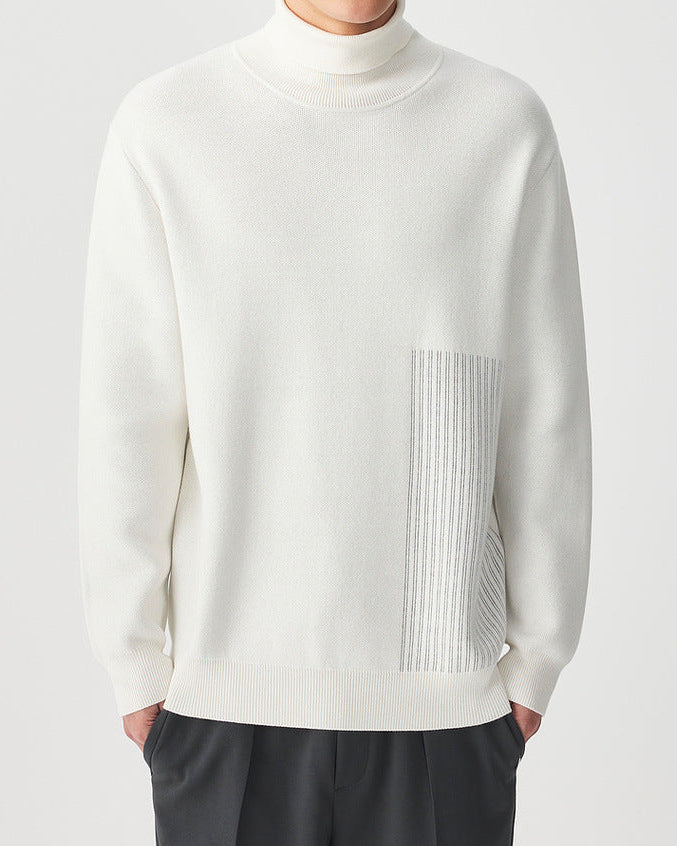 Momeike Classic Jacquard Turtleneck Sweater: Cozy Knit, Elegant Pattern, Warm Autumn Winter Essential