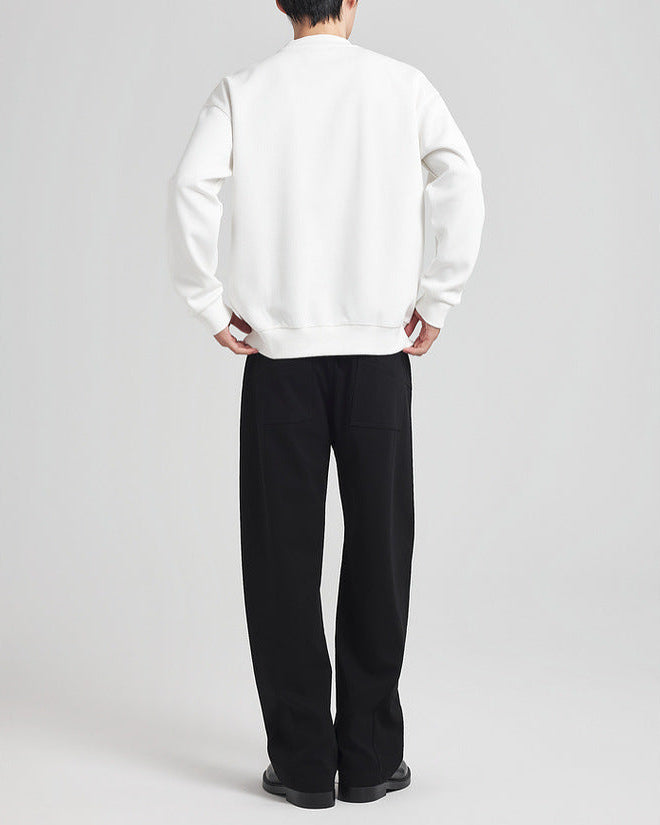 Mo Maike Men's Urban Lettered Crew Neck Sweatshirt – Soft, Stylish, Relaxed Fit