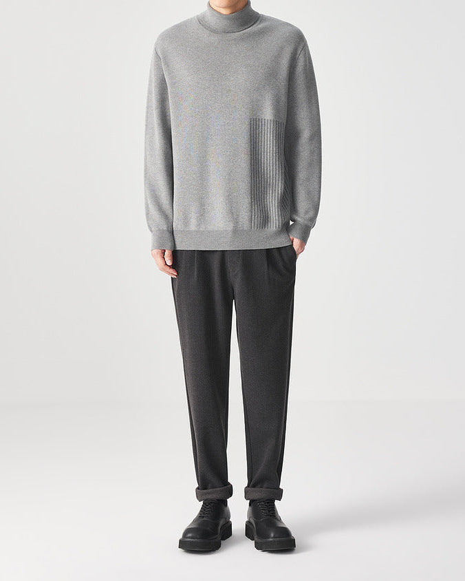 Momeike Classic Jacquard Turtleneck Sweater: Cozy Knit, Elegant Pattern, Warm Autumn Winter Essential