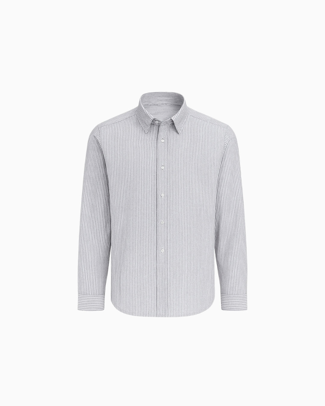 Premium Breathable Cotton Light Grey Striped Oxford Shirt, Tailored Fit