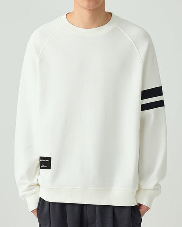 Mo Maike Ribbon Edge Contrast Raglan Sweatshirt - Modern Casual Men's Crewneck
