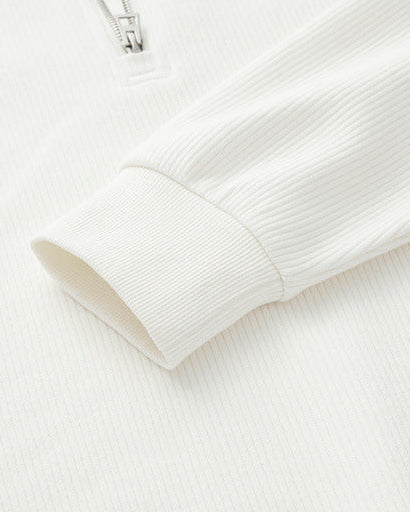 Men's Vertical Texture Half-Zip Stand Collar Sweatshirt - Casual Winter Pullover