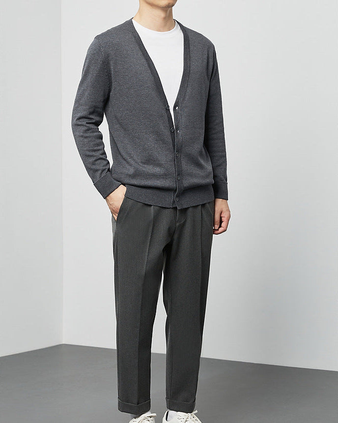 Mimaike Essential V-Neck Knit Cardigan – Soft Breathable Men’s Sweater