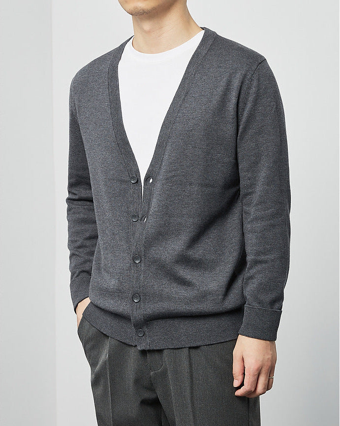 Mimaike Essential V-Neck Knit Cardigan – Soft Breathable Men’s Sweater