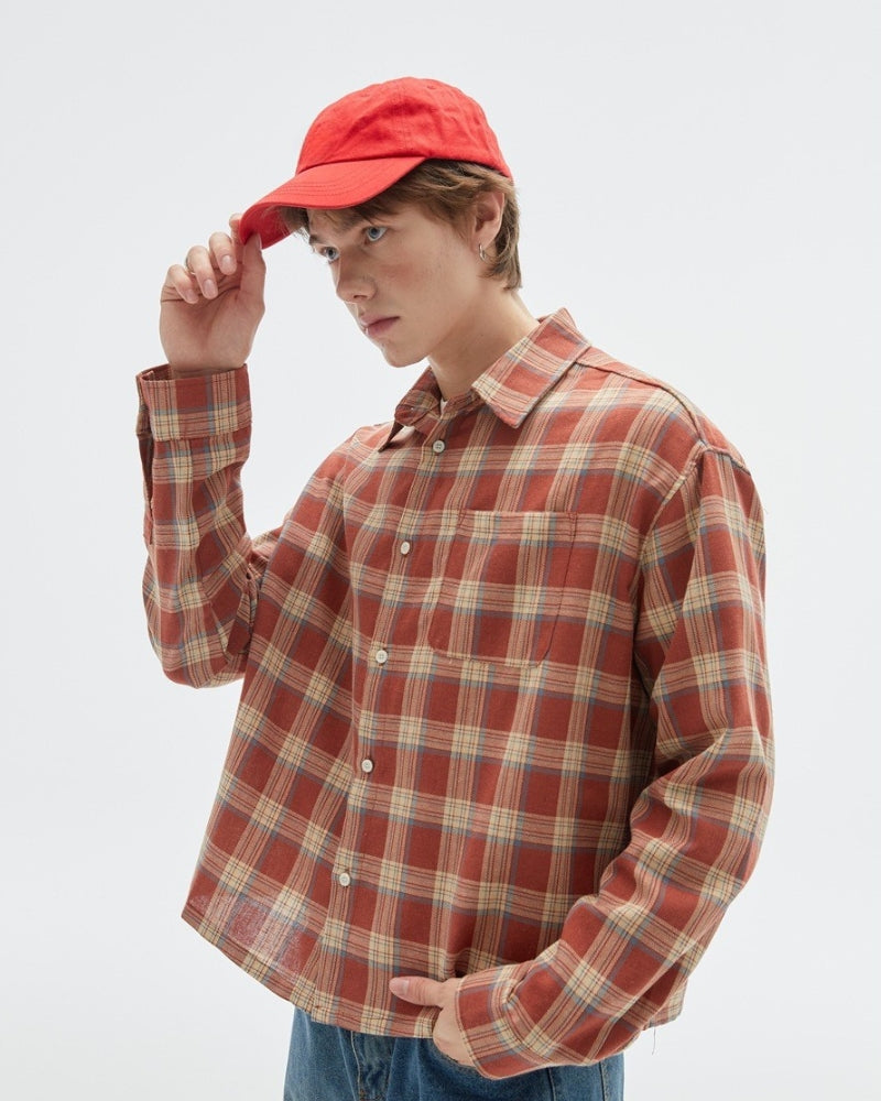 Men's Relaxed Fit Plaid Cotton Button-Up Shirt - Casual Style