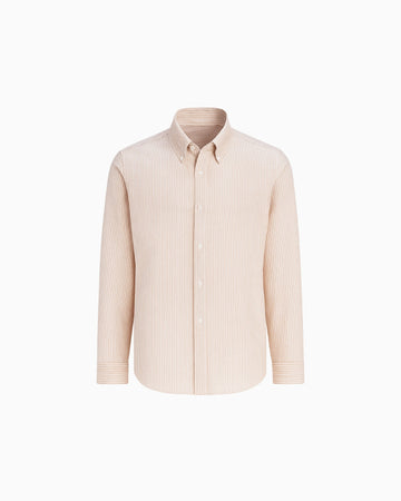 Men's Sunset Orange Stripe Oxford Shirt: Breathable Cotton Tailored Fit