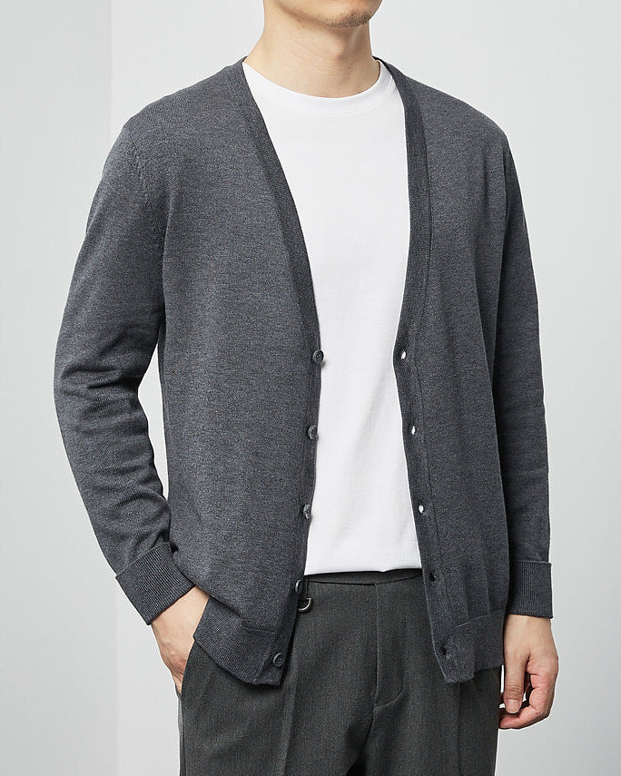 Mimaike Essential V-Neck Knit Cardigan – Soft Breathable Men’s Sweater