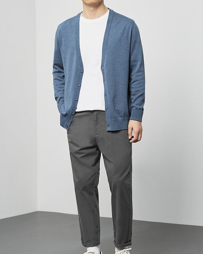 Mimaike Essential V-Neck Knit Cardigan – Soft Breathable Men’s Sweatershop_this_look_amDhCa