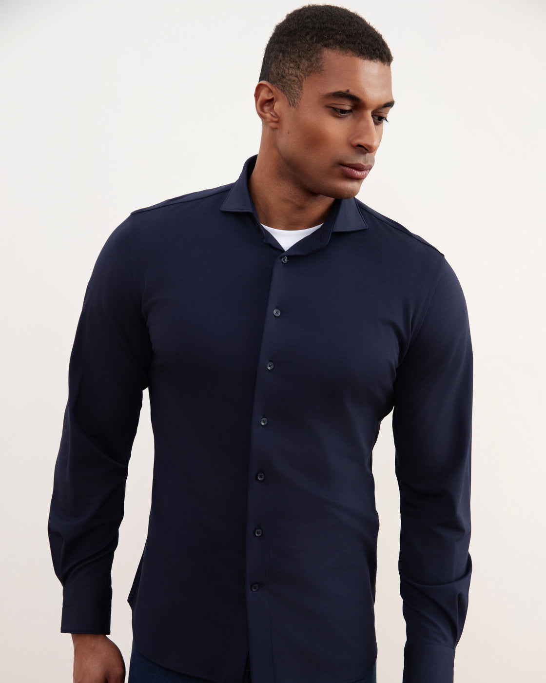 Effortlessly Chic Navy Comfort Shirt: Ultra-Soft Tailored Fit for Modern Style