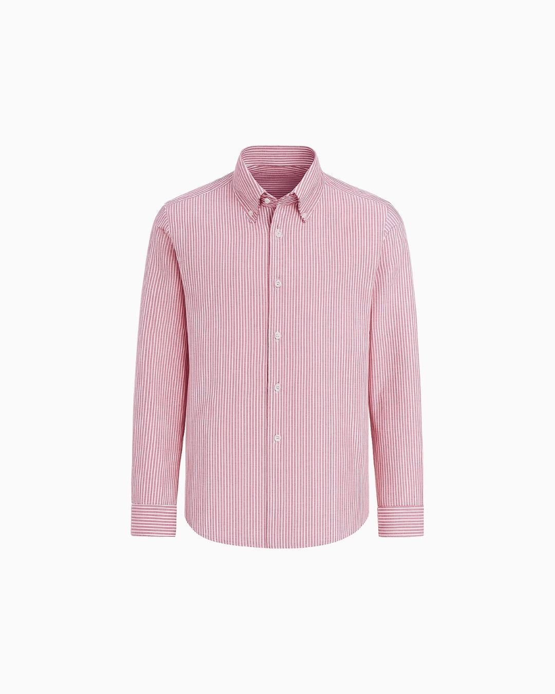 Men's Classic Pink Stripe Oxford Button-Down Shirt - Long Sleeve Cotton
