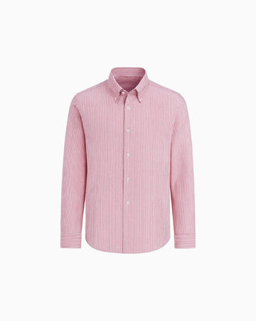 Men's Classic Pink Stripe Oxford Button-Down Shirt - Long Sleeve Cotton