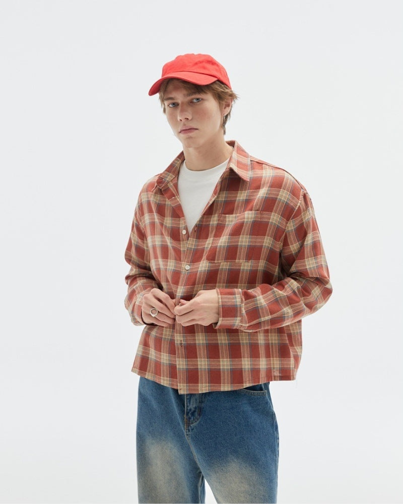 Men's Relaxed Fit Plaid Cotton Button-Up Shirt - Casual Style