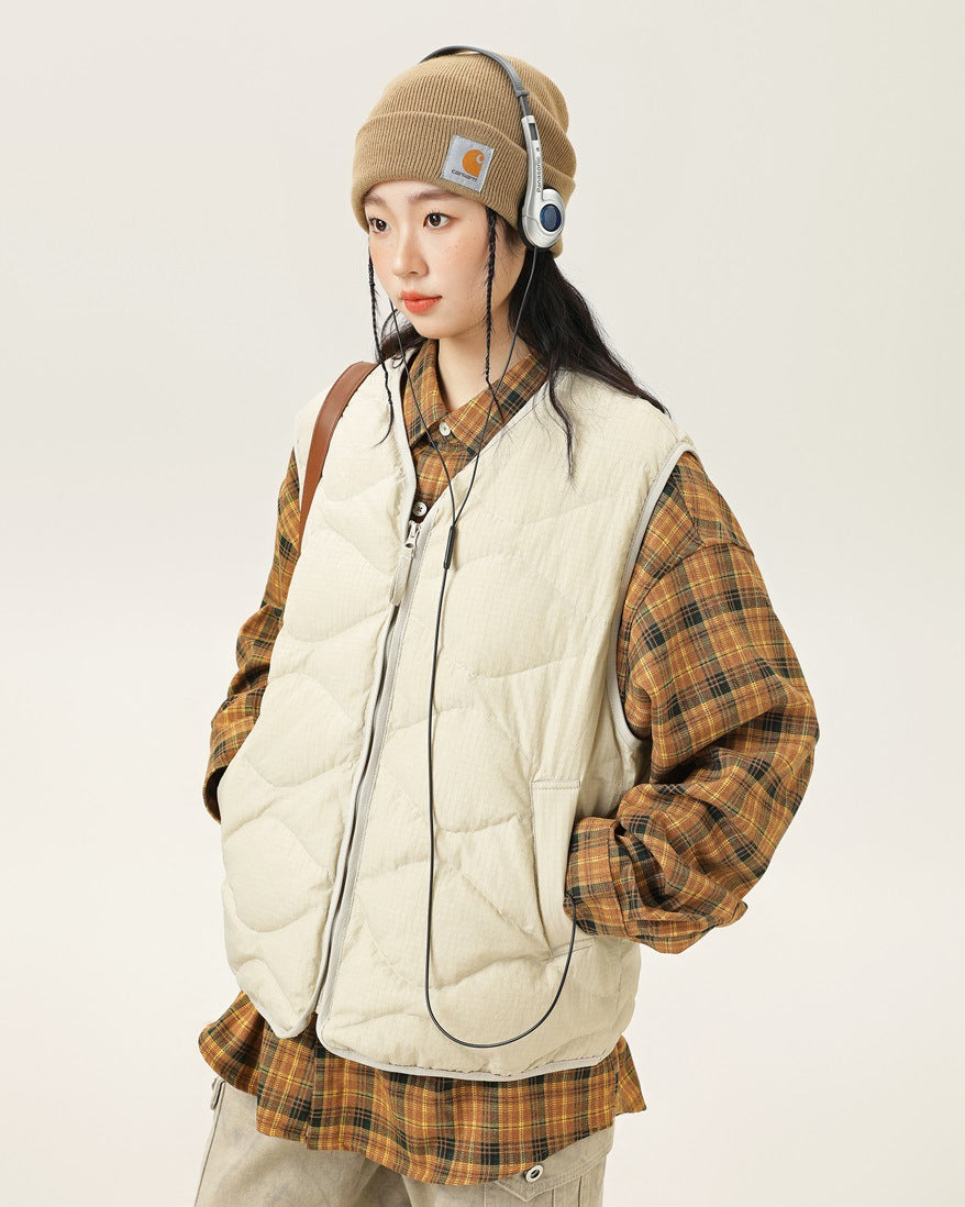 Arden Unisex Quilted Down Vest: Lightweight Warmth, Vintage Alpine Style, Relaxed Fit