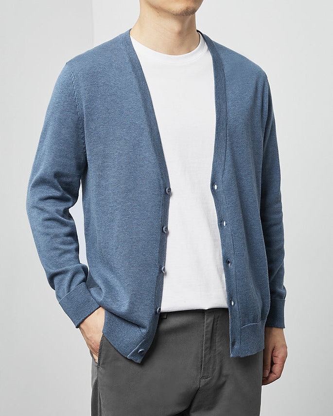 Mimaike Essential V-Neck Knit Cardigan – Soft Breathable Men’s Sweater