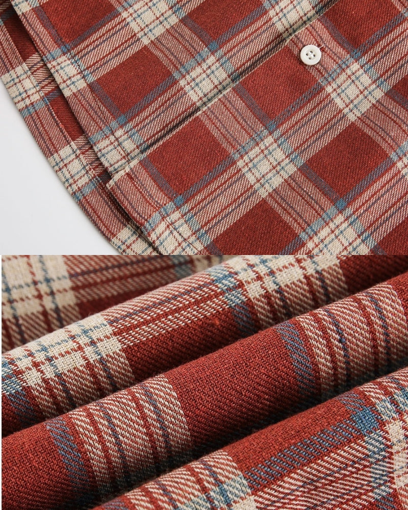 Men's Relaxed Fit Plaid Cotton Button-Up Shirt - Casual Style