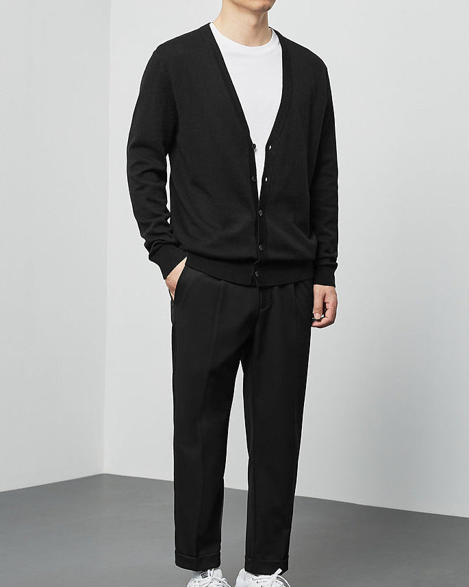 Mimaike Essential V-Neck Knit Cardigan – Soft Breathable Men’s Sweater