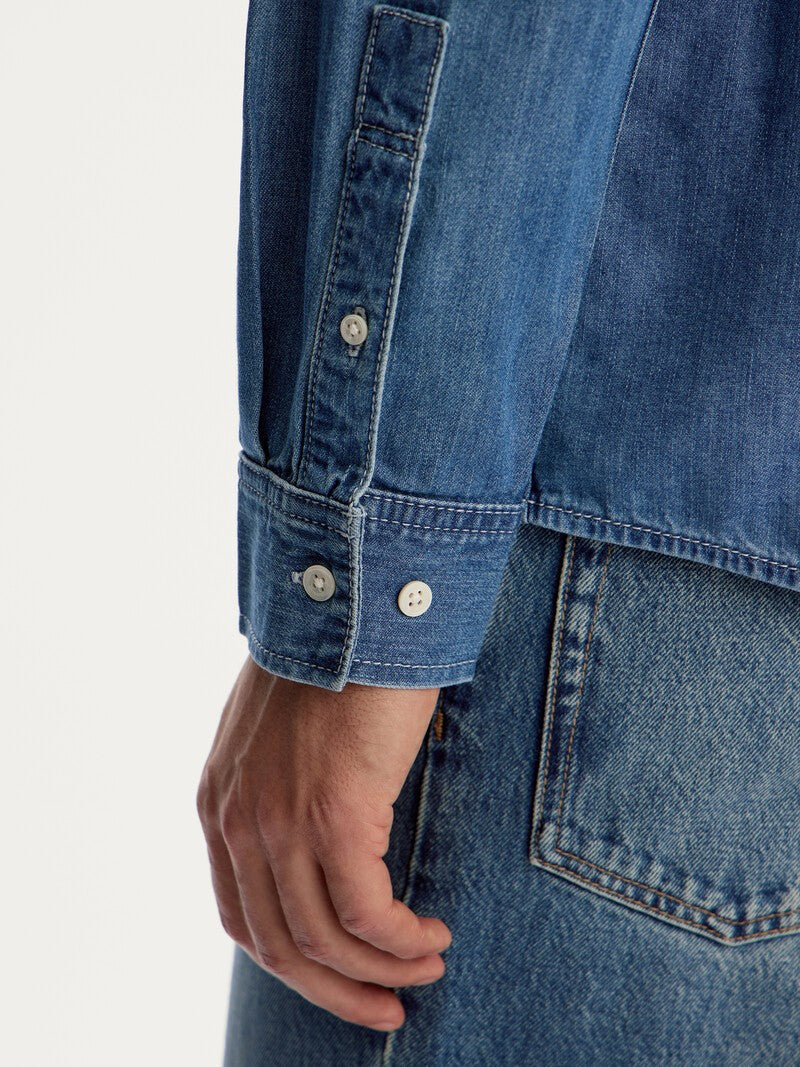 Ultra-Soft Tailored Light Denim Shirt for Men - Regular Fit Comfort