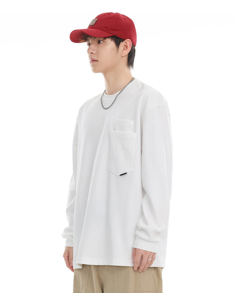 Haven Premium Cotton Double Pocket Tee: Relaxed Fit, Modern Long Sleeve Comfort