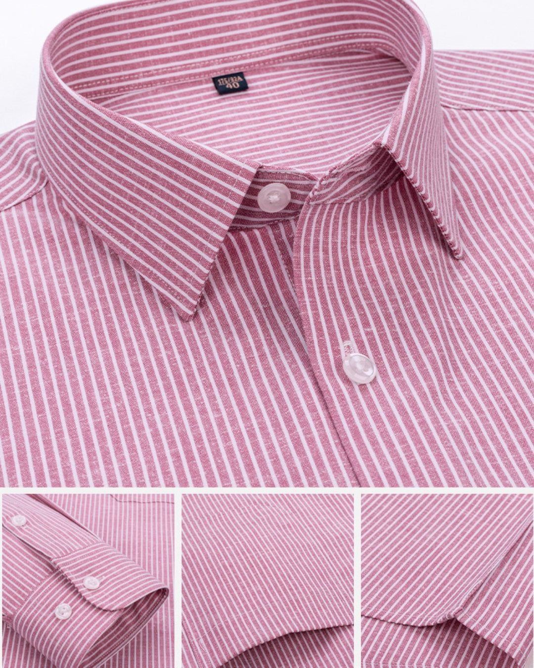 Men's Classic Pink Stripe Oxford Button-Down Shirt - Long Sleeve Cotton