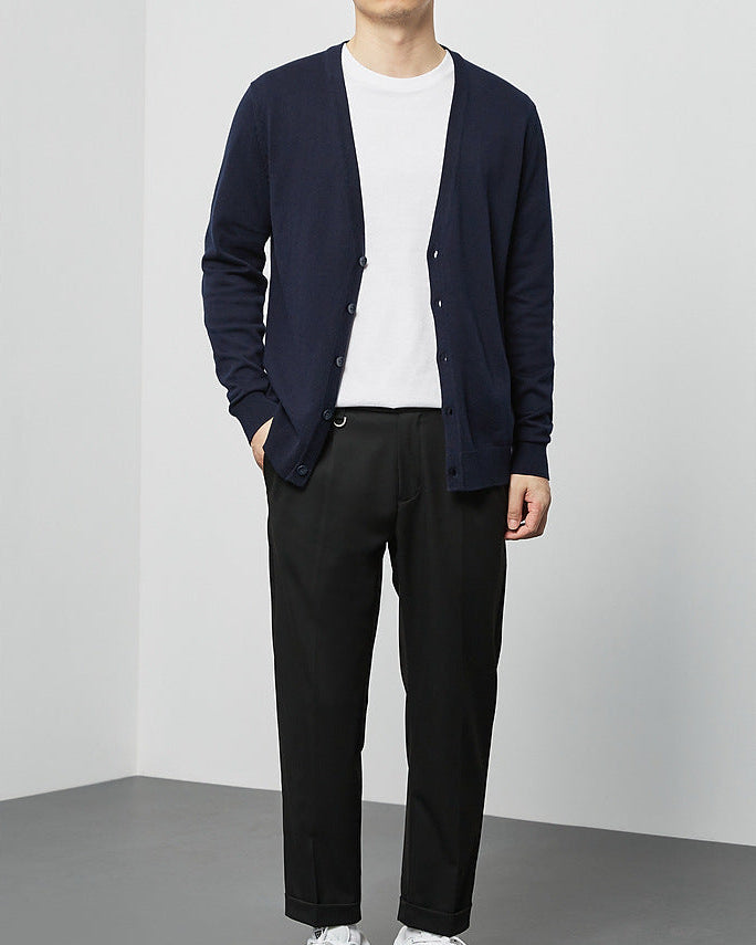 Mimaike Essential V-Neck Knit Cardigan – Soft Breathable Men’s Sweater